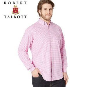 ROBERT TALBOTT Men Long Sleeves Button Down Shirt Plaid Pink Medium